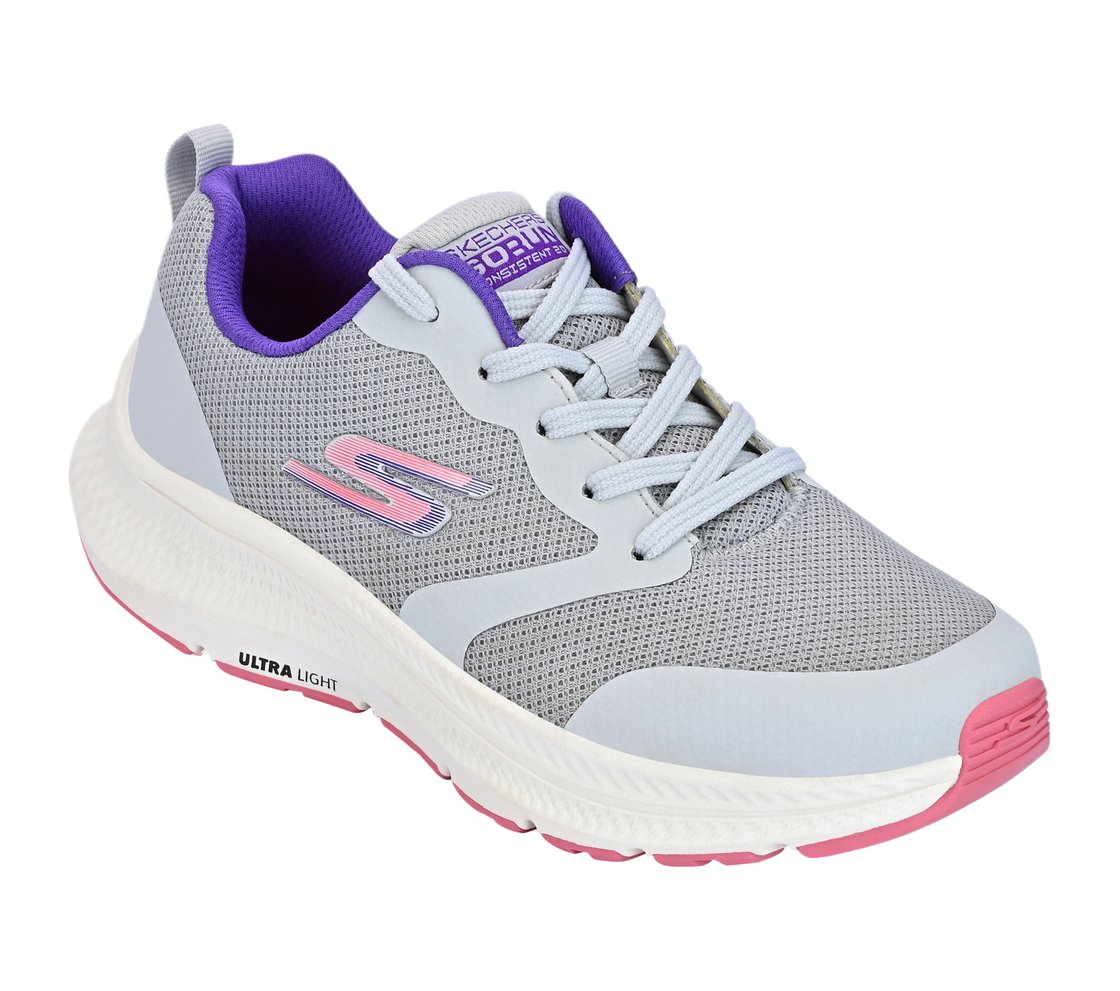 GO RUN CONSISTENT 2, GREY / PURPLE Footwear Left View