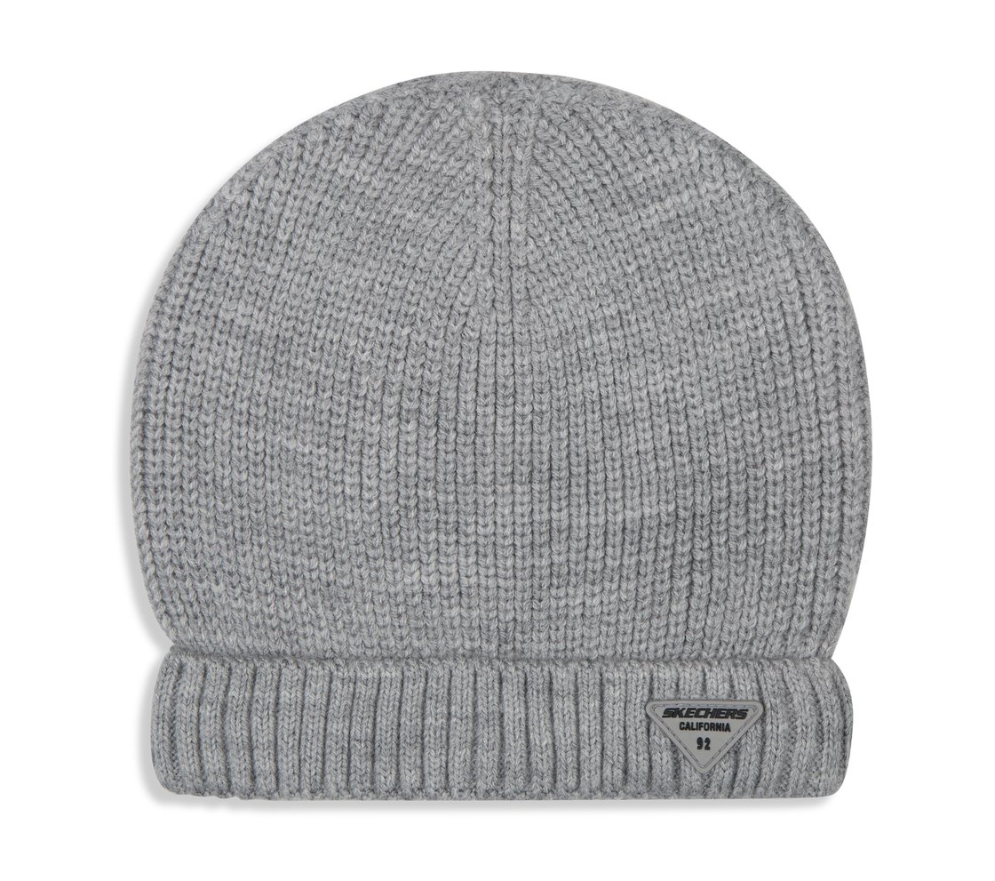 SKECHERS SELF DESIGN BEANIE, GRAY Accessories Lateral View