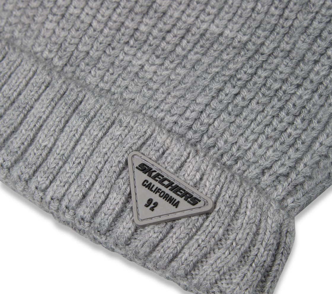 SKECHERS SELF DESIGN BEANIE, GRAY Accessories Top View