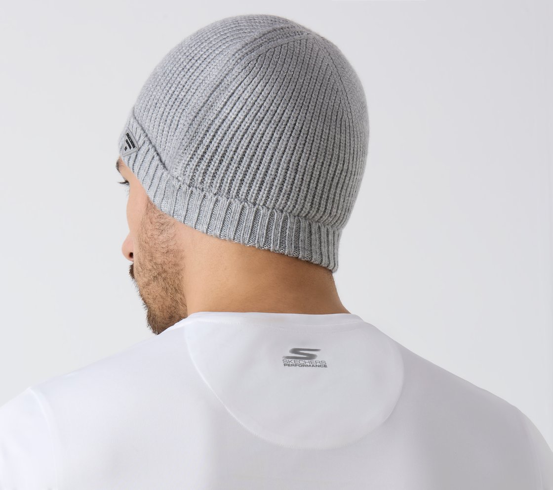 SKECHERS SELF DESIGN BEANIE, GRAY Accessories Left View