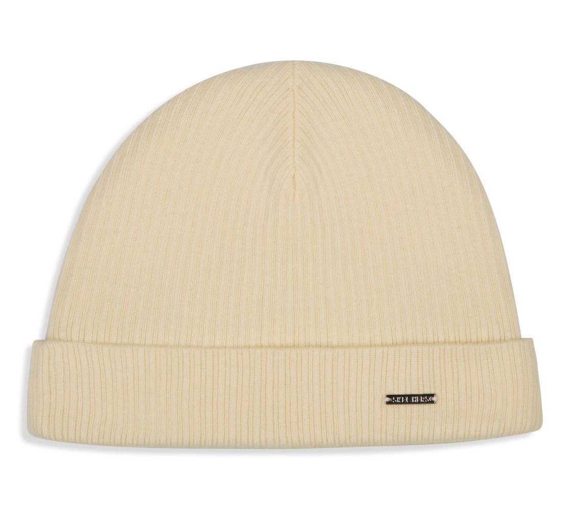 SKECHERS UNISEX SOLID BEANIE, OFF WHITE Accessories Lateral View