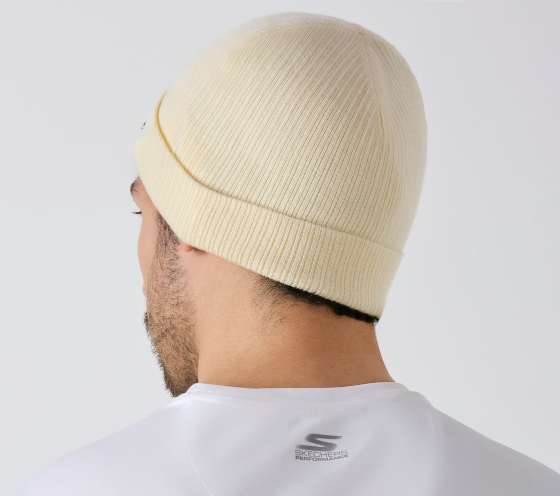 SKECHERS UNISEX SOLID BEANIE, OFF WHITE Accessories Left View