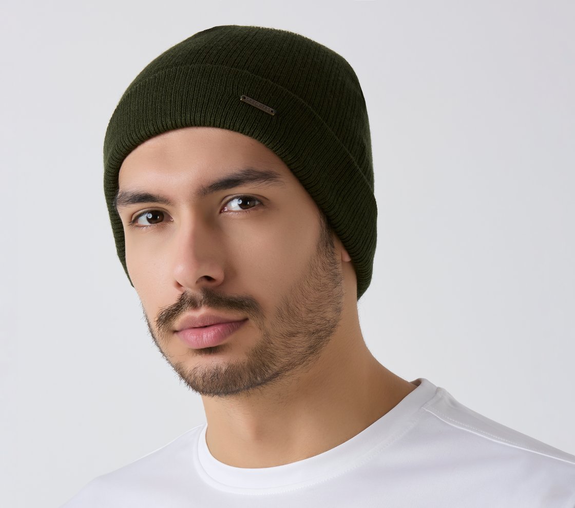SKECHERS UNISEX SOLID BEANIE, OLIVE Accessories Bottom View