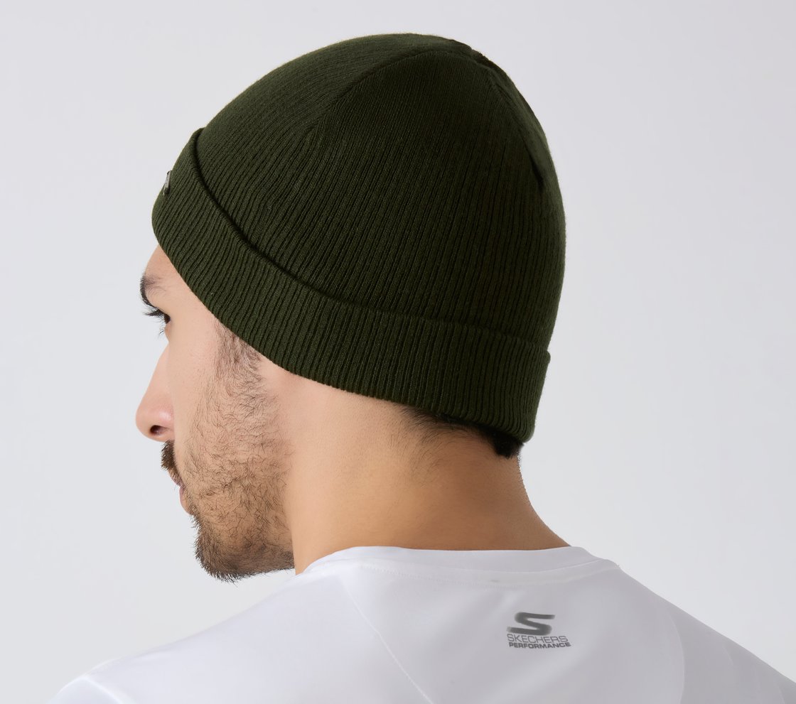 SKECHERS UNISEX SOLID BEANIE, OLIVE Accessories Left View