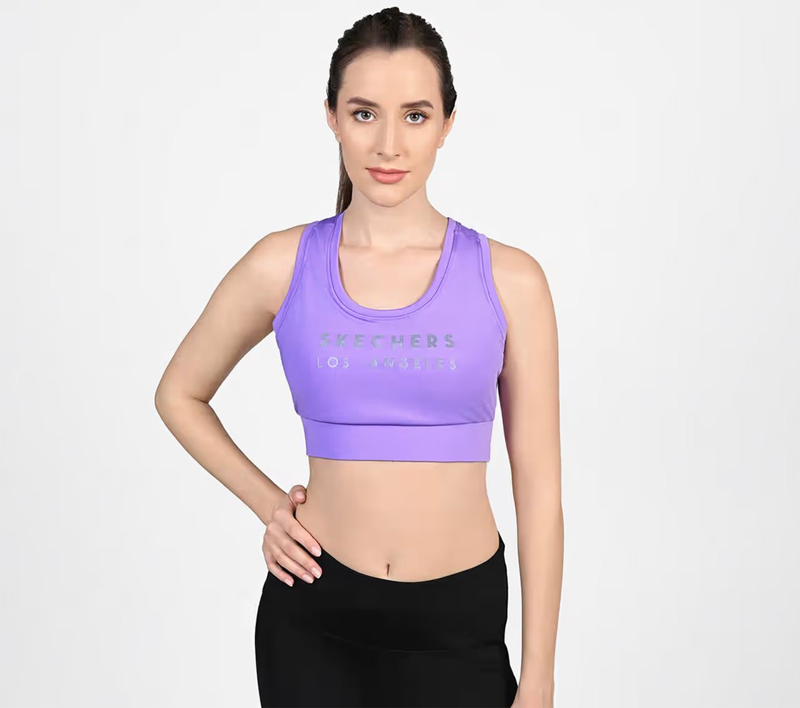 RACERBACK SPORTSBRA, PURPLE Apparel Lateral View