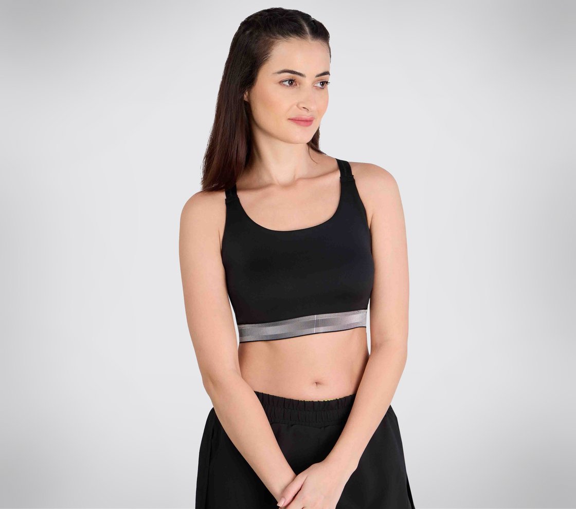 CRISS CROSS BACK BRA, BBBBLACK Apparel Top View