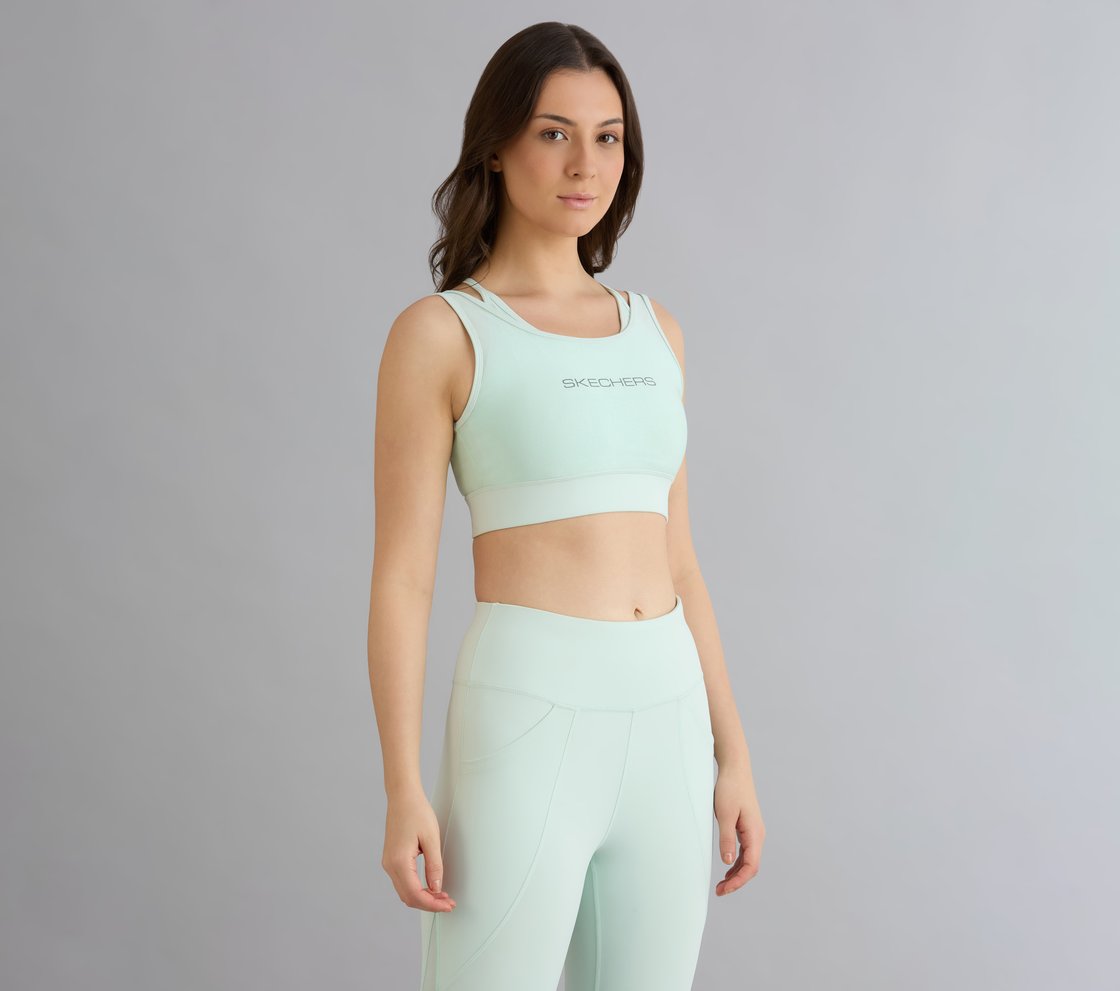 MESH OVERLAY SPORTS BRA, YELLOW/BLUE Apparel Bottom View