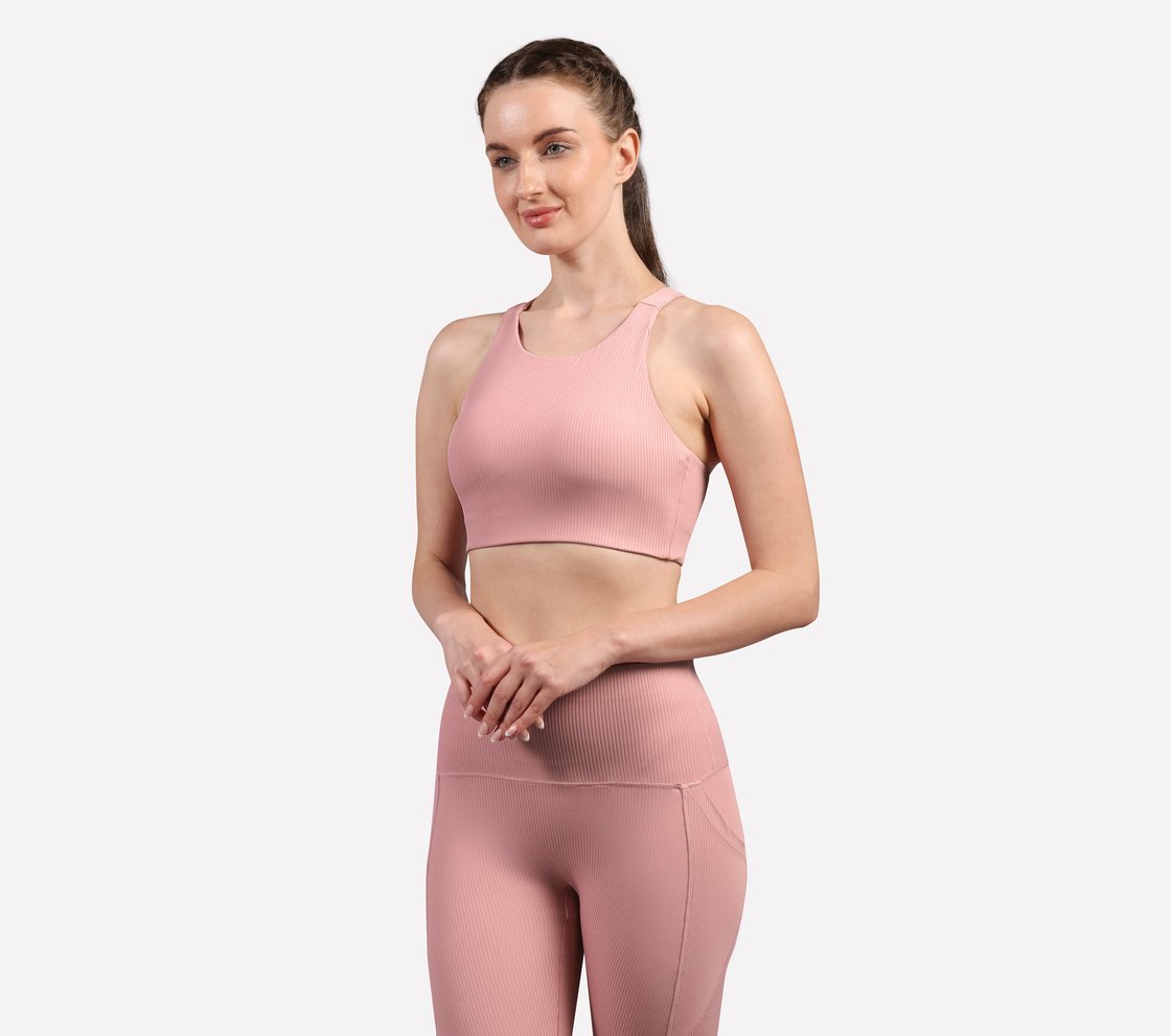 VERTICAL PATTERN SPORTS BRA, WHITE/PINK/MINT Apparel Top View