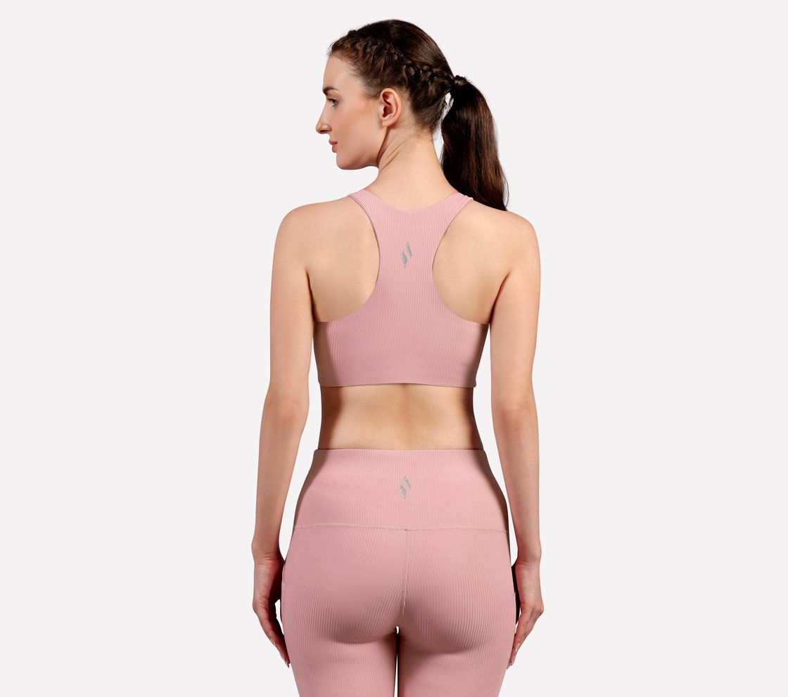 VERTICAL PATTERN SPORTS BRA, WHITE/PINK/MINT Apparel Left View