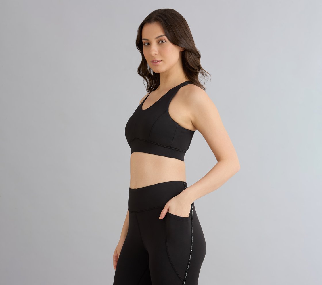 HIGH IMPACT SPORTS BRA, BLACK Apparel Top View