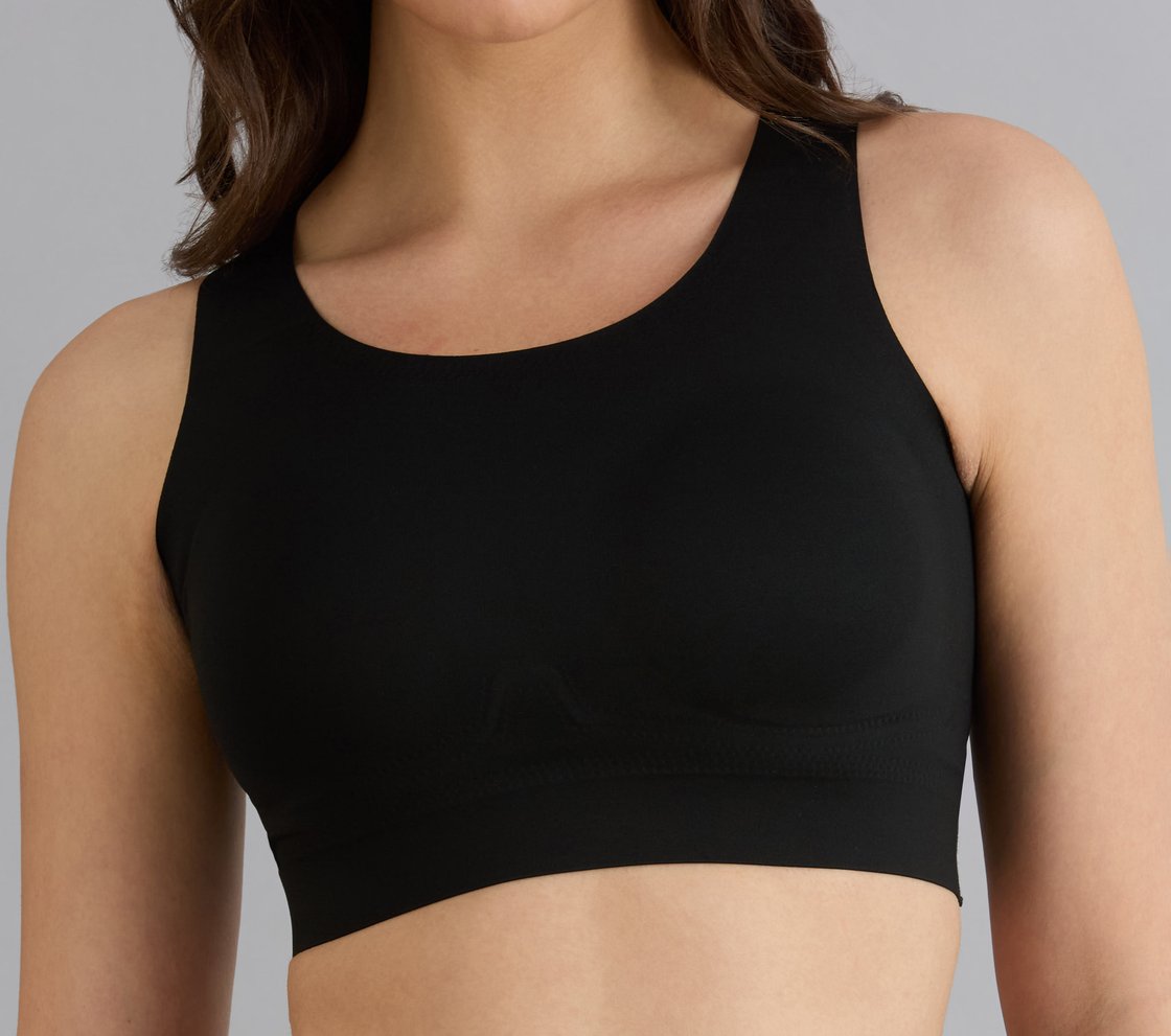 BONDED CRISS CROSS BACK BRA, BLACK