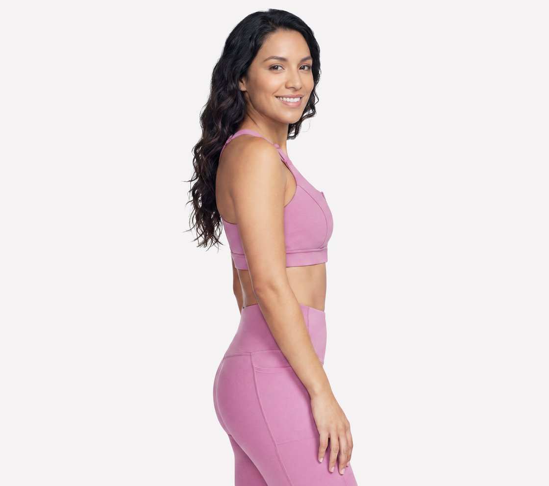 GOFLEX JOY ZIP FRONT BRA, ROSE Apparel Bottom View