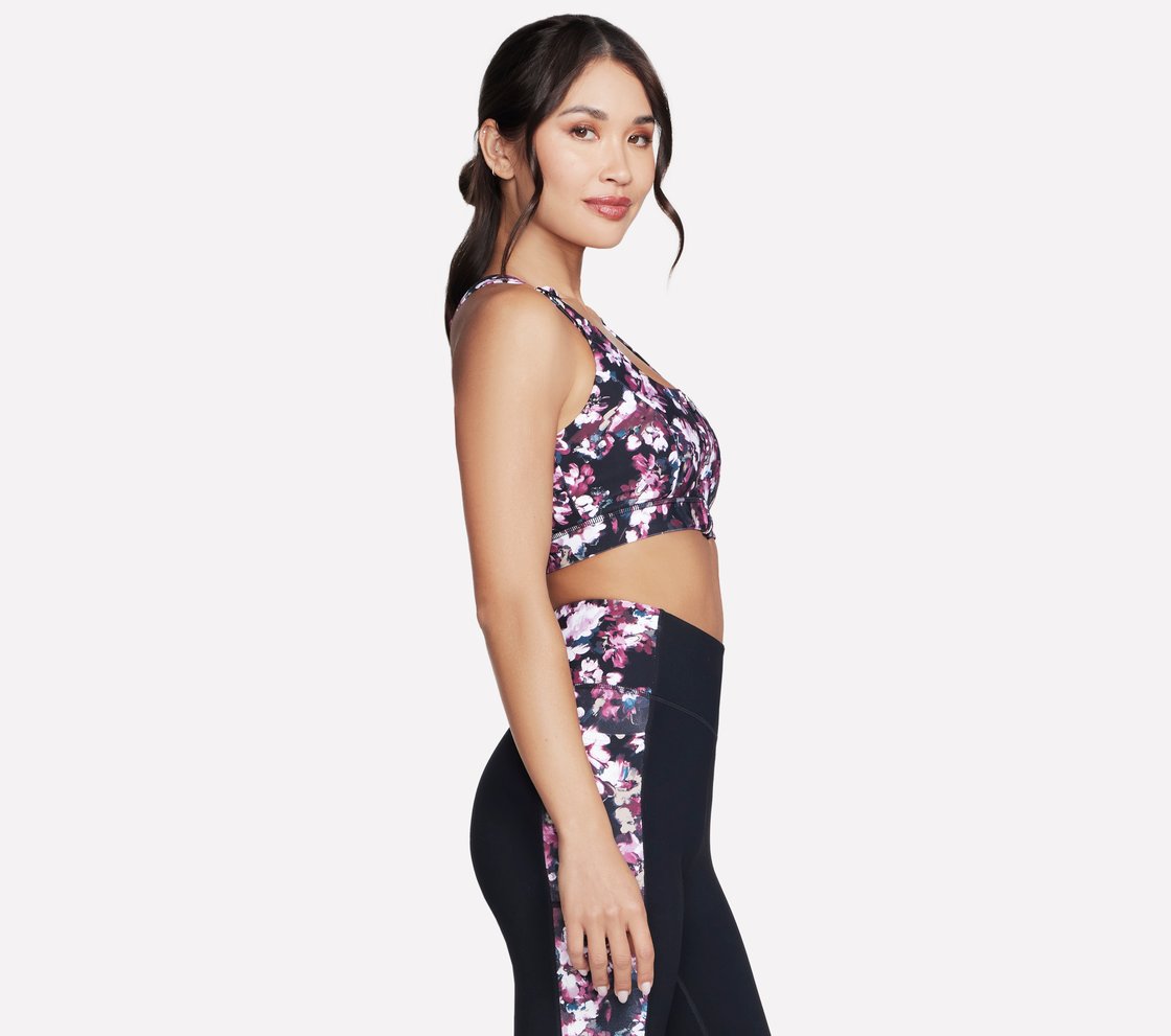 MISTY FLORAL ZIP FRONT BRA, BLACK/MAUVE Apparel Bottom View