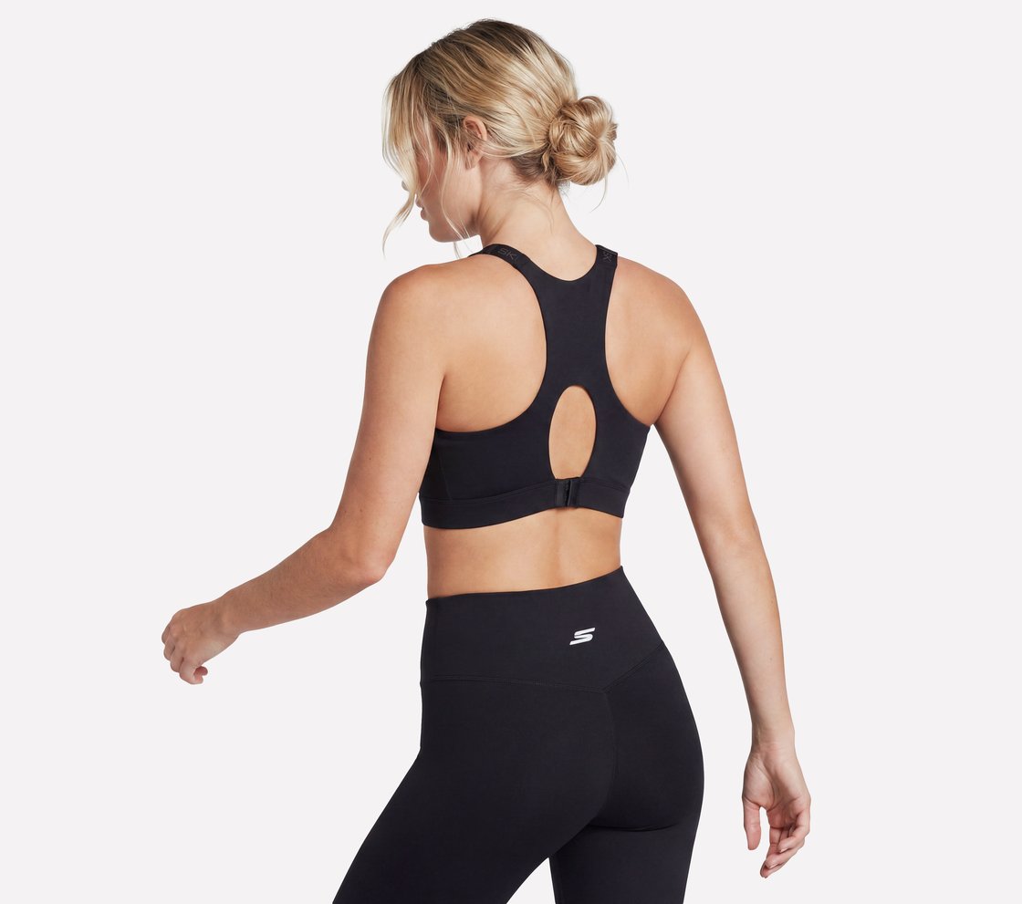 SKECHERS TEMPO BRA, BLACK Apparel Top View
