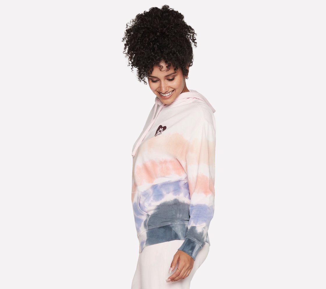 BOBS CRESCENT TIE DYE HOODIE, PINK Apparel Bottom View