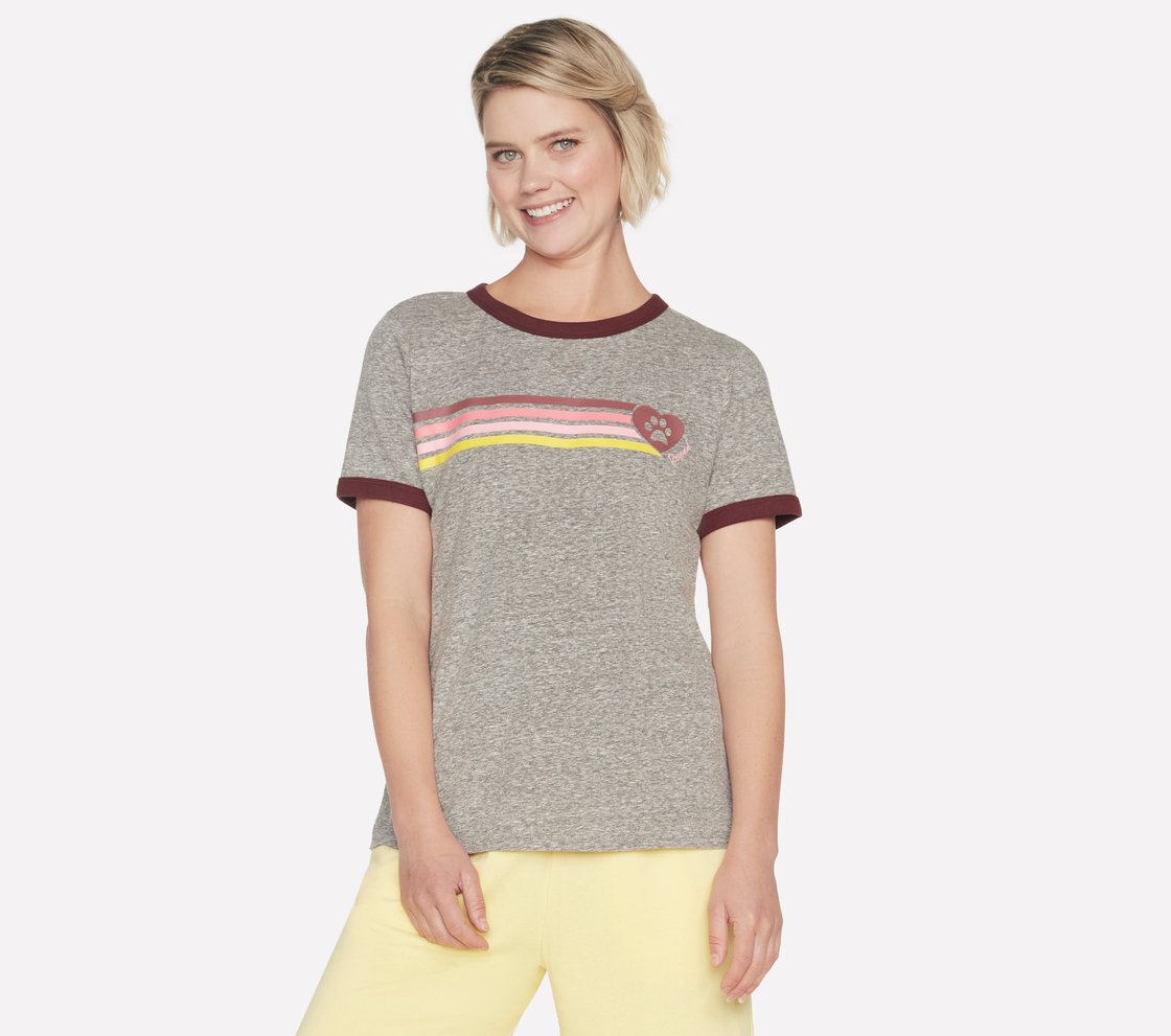 BOBS HEART STRIPES RINGER T-SHIRT, GREY Apparel Lateral View