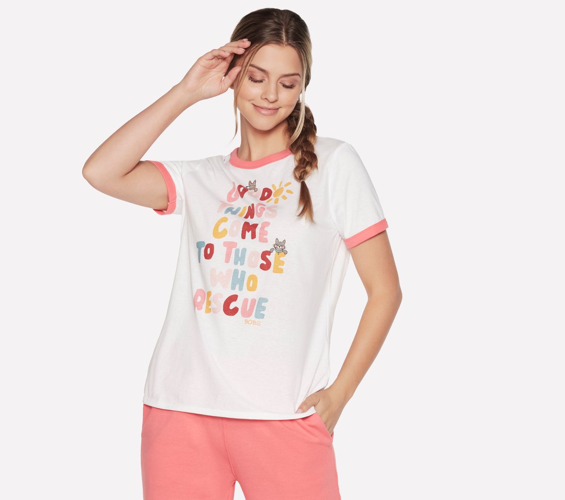 BOBS GOOD THINGS RINGER T-SHIRT, WWWHITE Apparel Lateral View