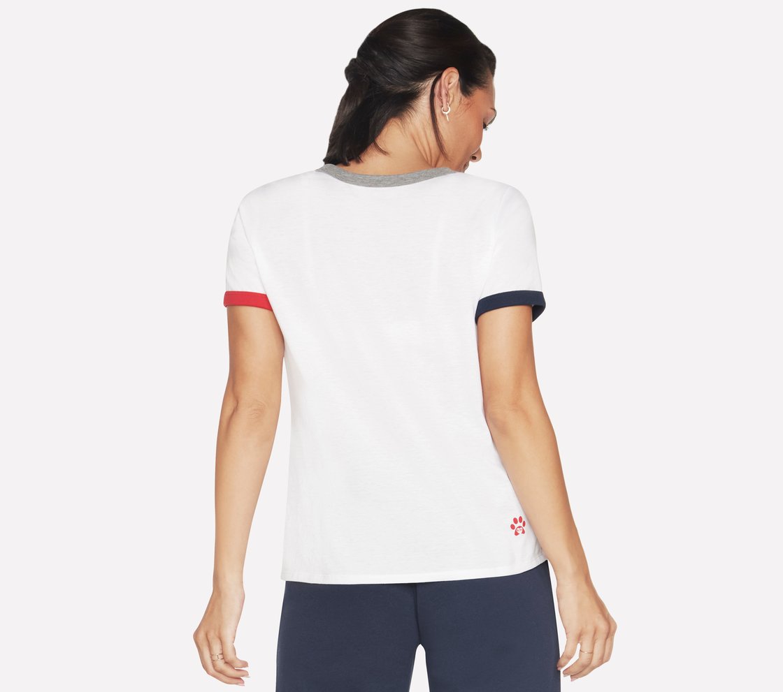 BOBS FLAG HEART RINGER T-SHIRT, WWWHITE Apparel Top View
