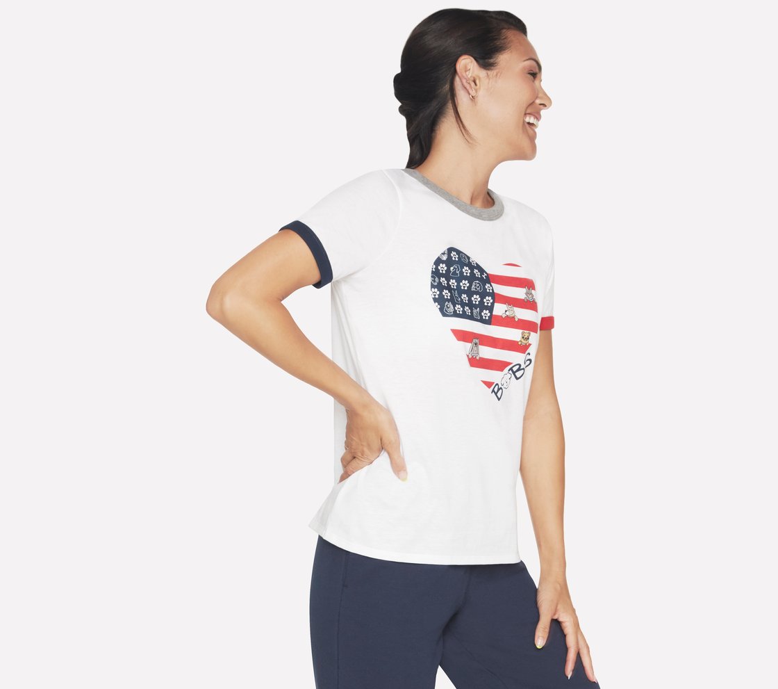 BOBS FLAG HEART RINGER T-SHIRT, WWWHITE Apparel Bottom View