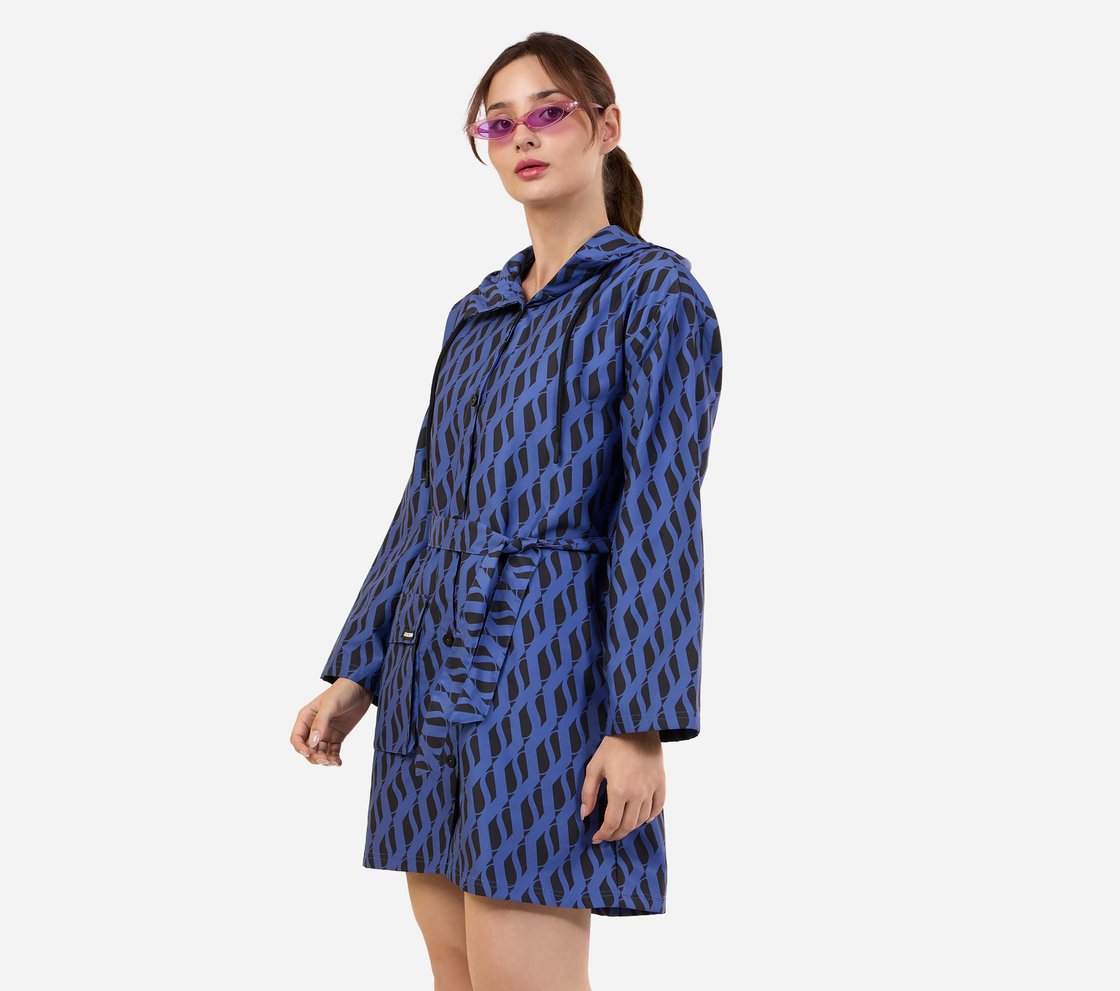 MONOGRAM TRENCH COAT, ROYAL/YELLOW Apparel Top View