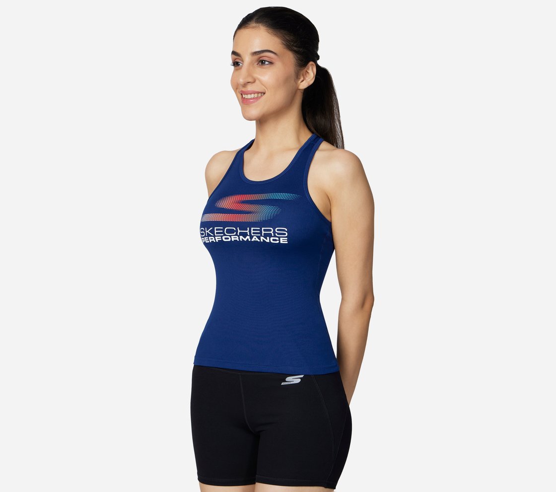 WOMENS ELITE SINGLET, BLUE/WHITE Apparel Top View