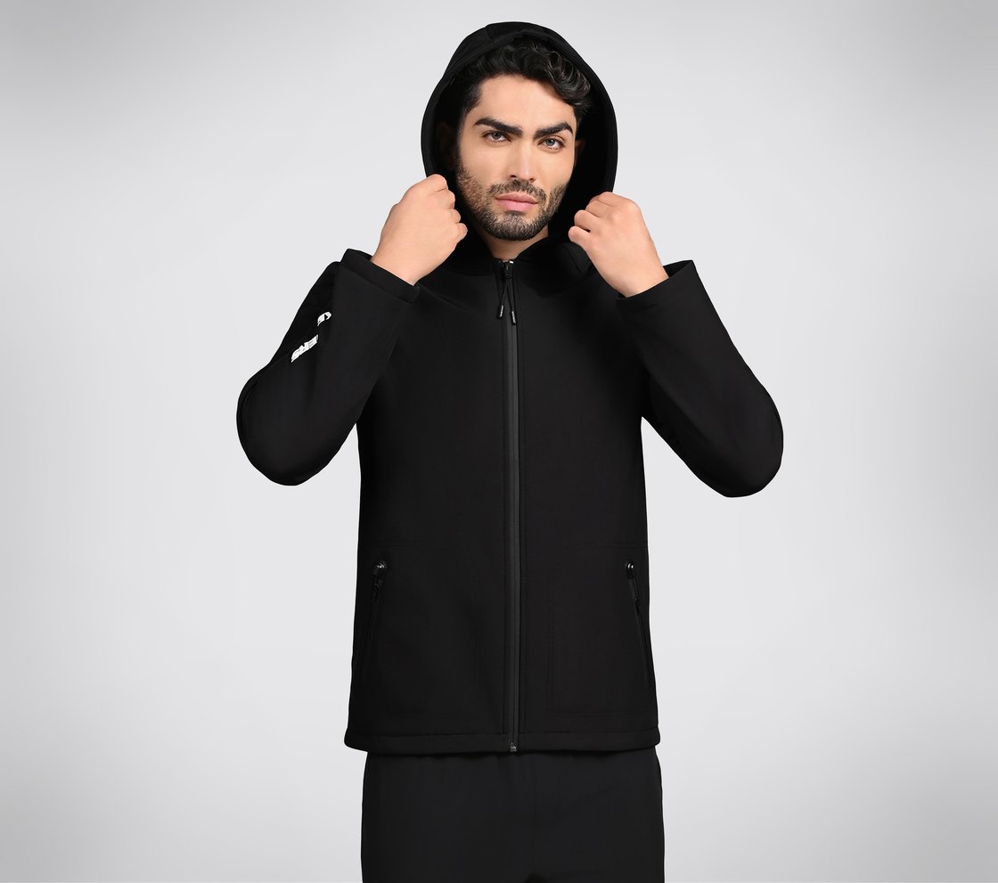 FIREFLY ZIPPER HOODIE, BBBBLACK Apparel Top View