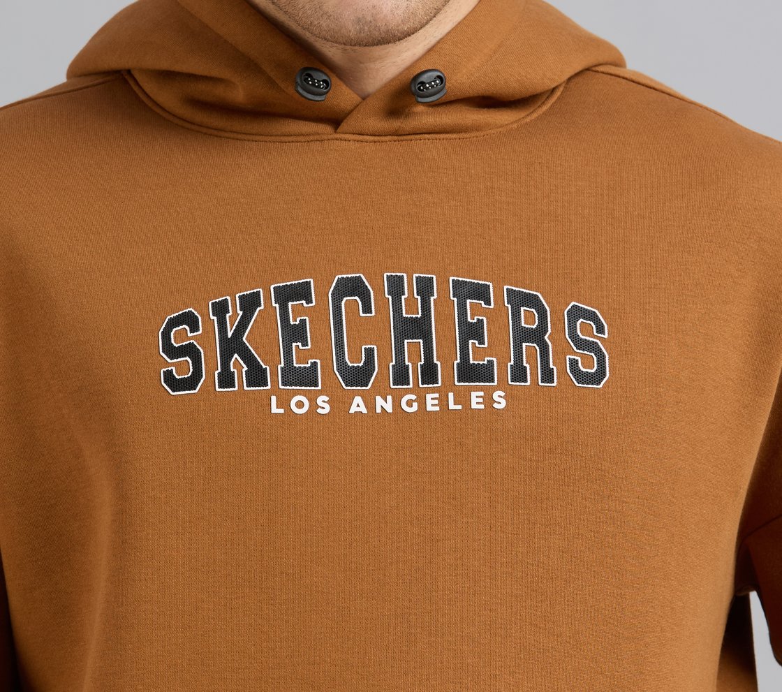 LOS ANGELES HONEYCOMB HOODIE, CHARCOAL/ORANGE Apparel Right View