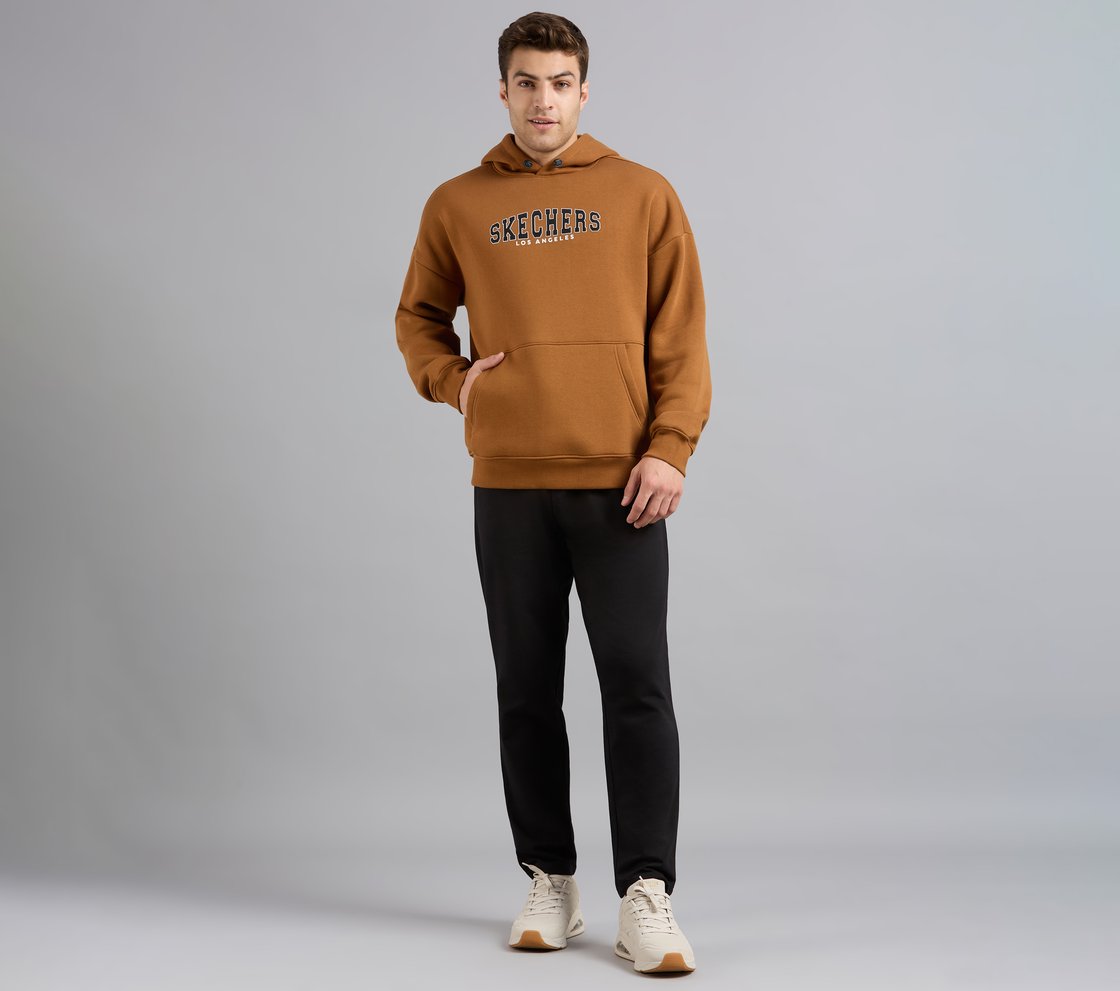 LOS ANGELES HONEYCOMB HOODIE, CHARCOAL/ORANGE Apparel Right View