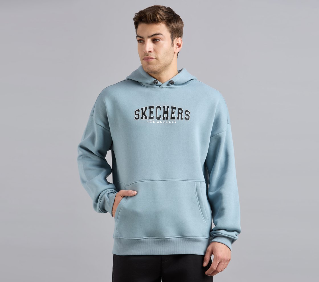 LOS ANGELES HONEYCOMB HOODIE, OFF WHITE/NAVY Apparel Lateral View