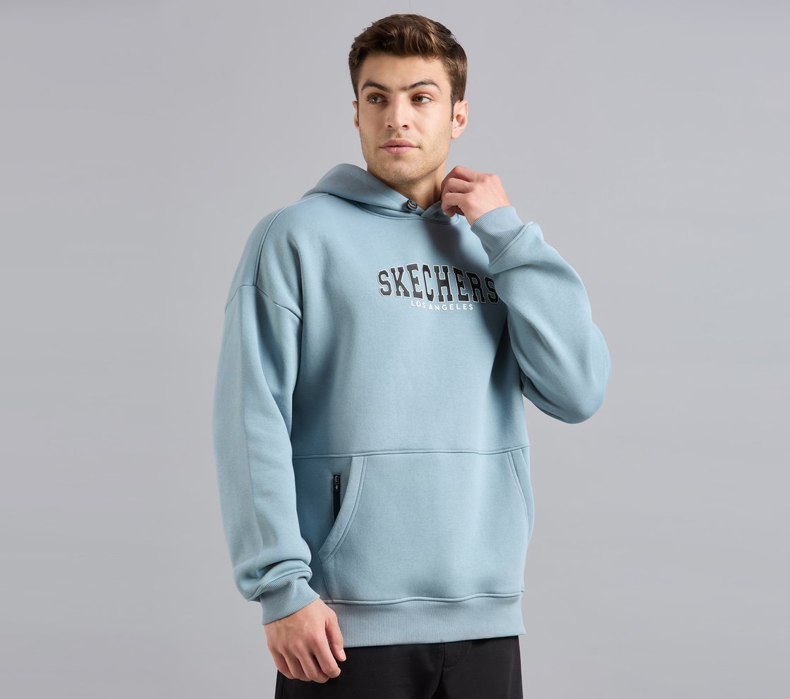 LOS ANGELES HONEYCOMB HOODIE, OFF WHITE/NAVY Apparel Bottom View