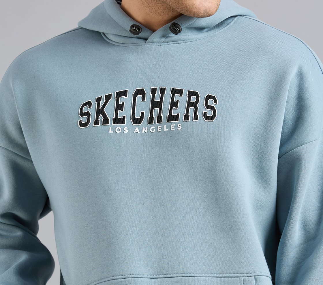 LOS ANGELES HONEYCOMB HOODIE, OFF WHITE/NAVY Apparel Right View