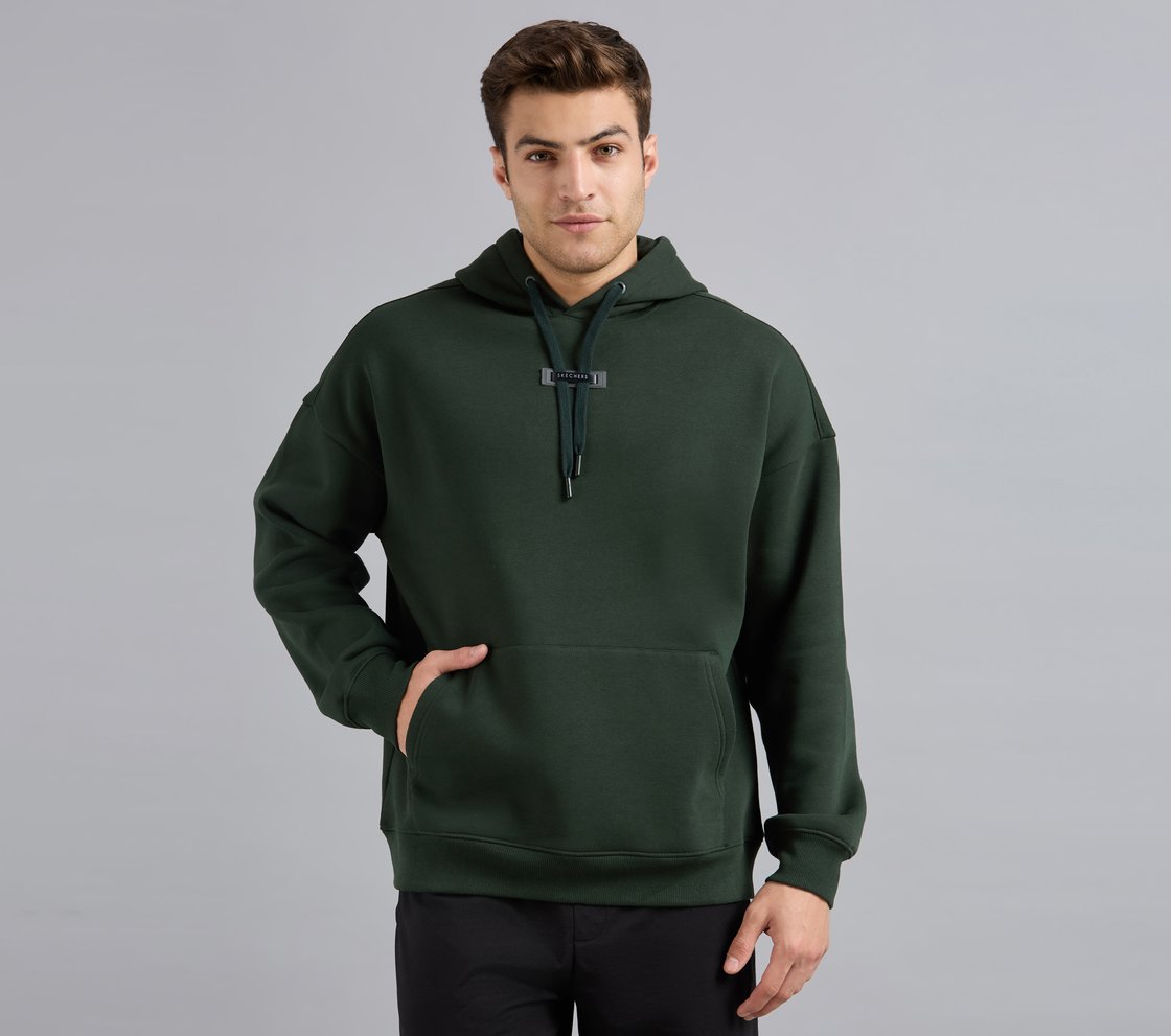SKECHERS CORD LOOP HOODIE, BROWN/SAGE Apparel Lateral View