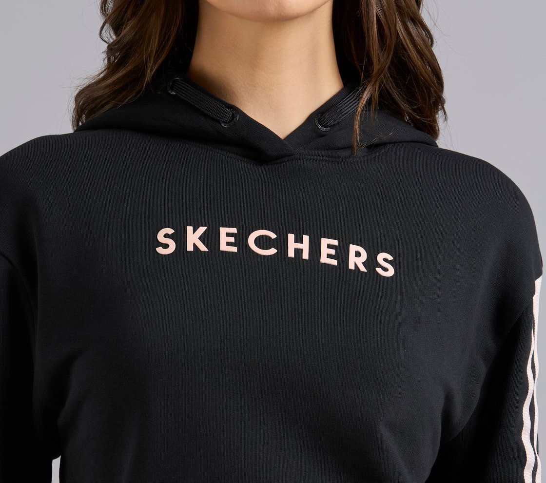 CONSTRAST TAPE HOODED SWEATSHIRT, BLACK