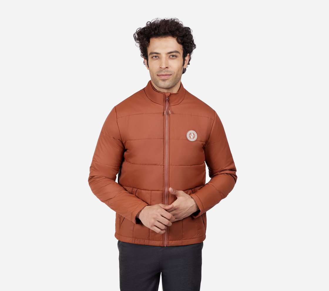 PUFFER FZ JACKET, BROWN Apparel Lateral View