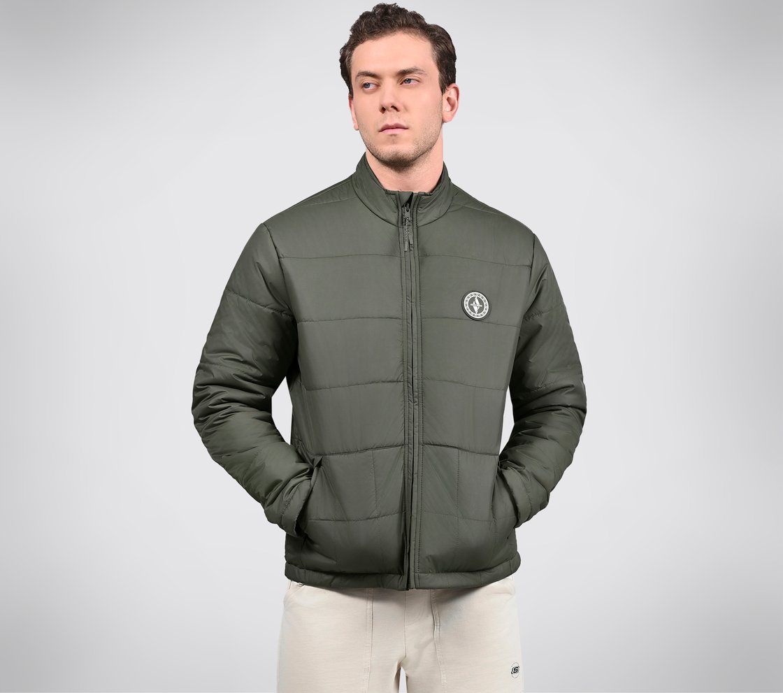 PUFFER FZ JACKET, CHOCOLATE/GREEN Apparel Lateral View