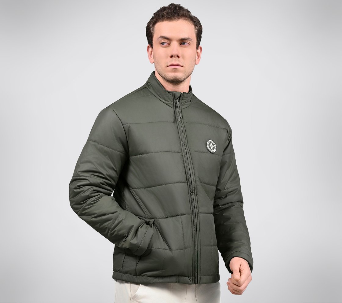PUFFER FZ JACKET, CHOCOLATE/GREEN Apparel Bottom View