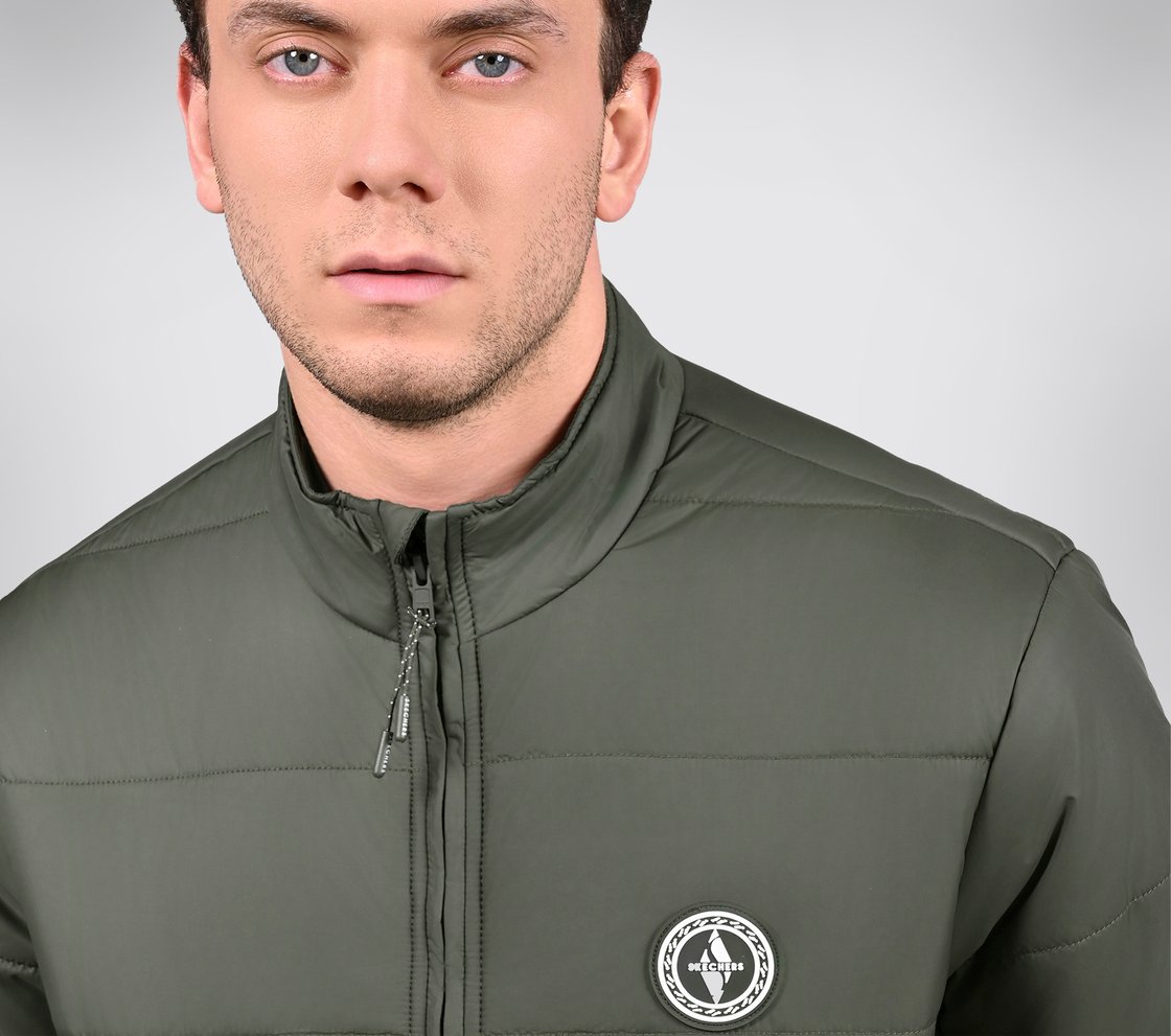 PUFFER FZ JACKET, CHOCOLATE/GREEN Apparel Right View