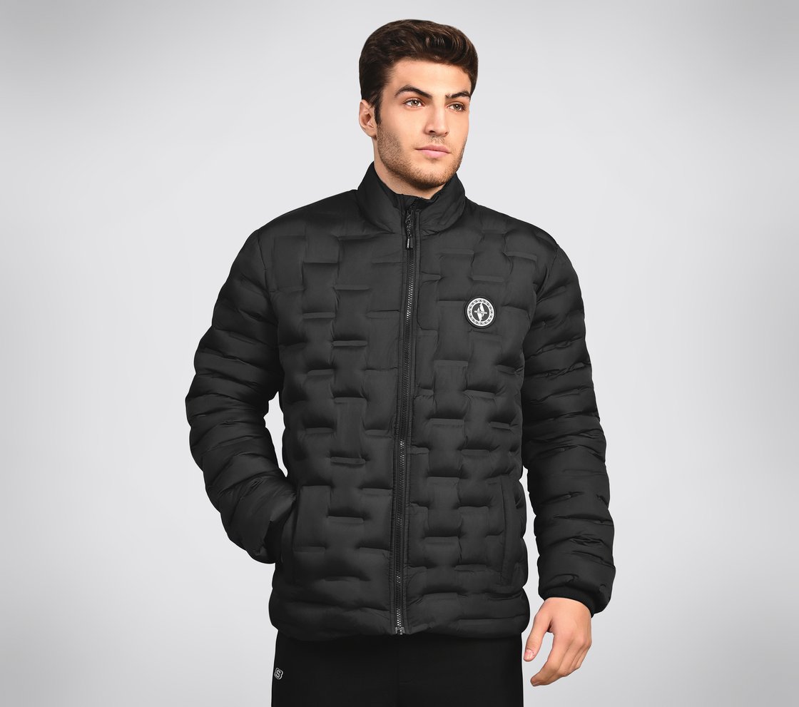 PUFFER FZ JACKET WITH ZIPPER, BLACK/CHARCOAL/BLUE Apparel Lateral View