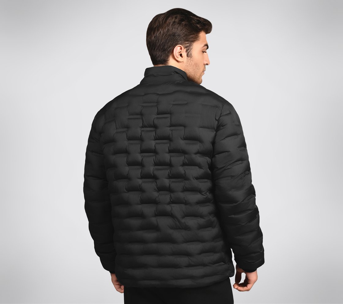 PUFFER FZ JACKET WITH ZIPPER, BLACK/CHARCOAL/BLUE Apparel Left View