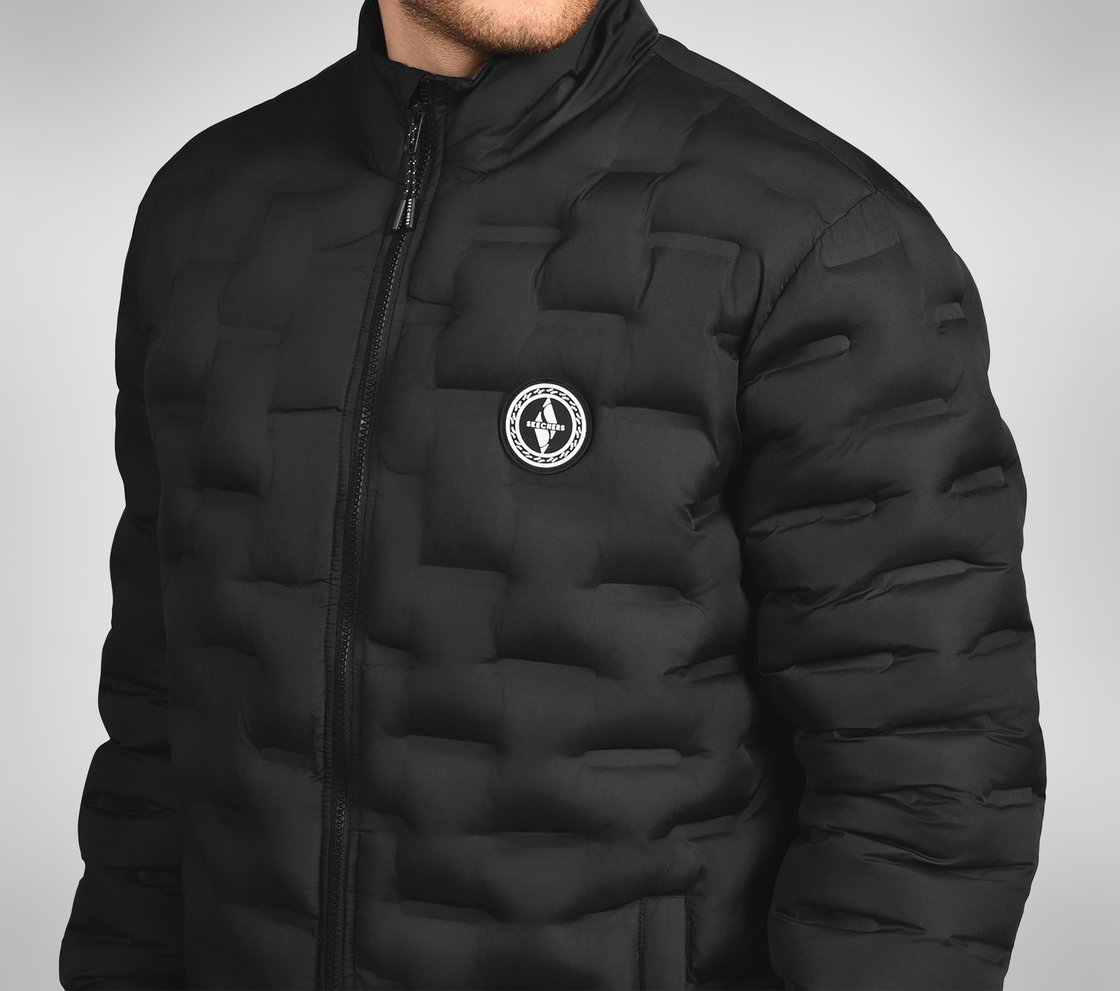 PUFFER FZ JACKET WITH ZIPPER, BLACK/CHARCOAL/BLUE Apparel Right View