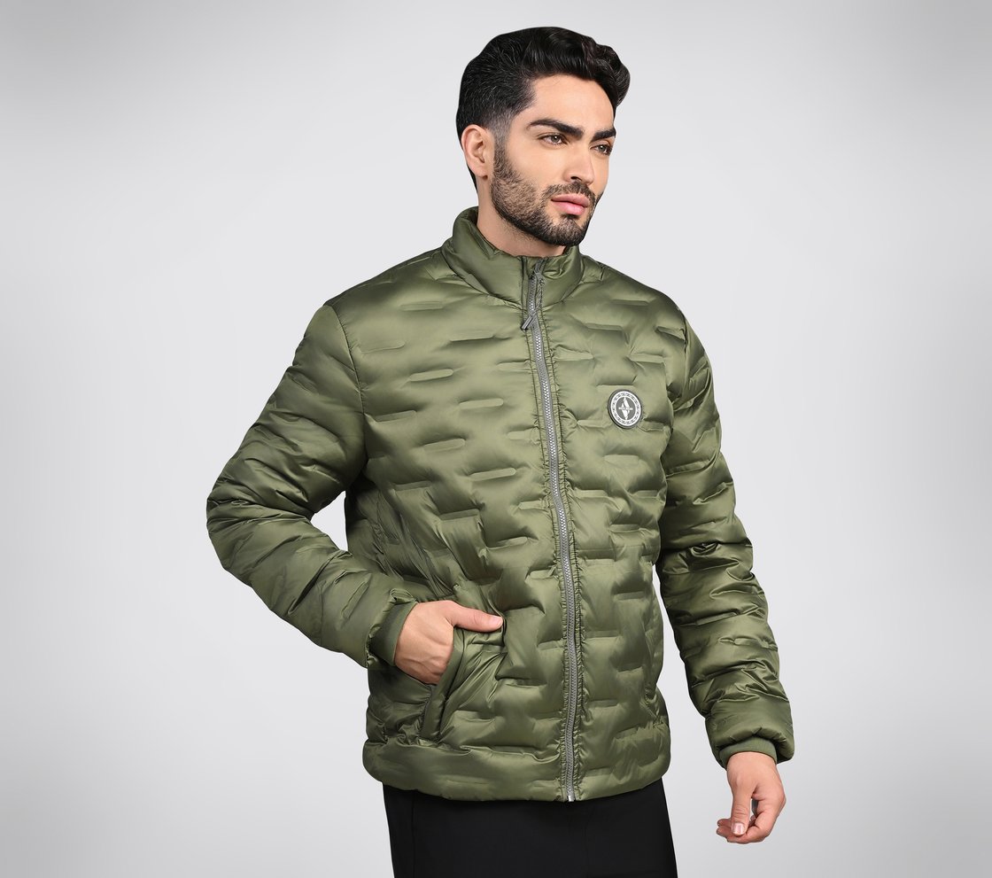 PUFFER FZ JACKET WITH ZIPPER, OOLIVE Apparel Bottom View