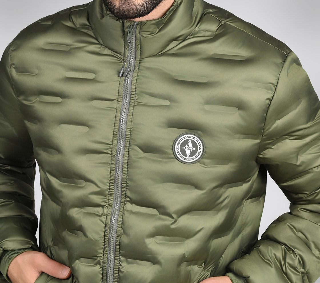 PUFFER FZ JACKET WITH ZIPPER, OOLIVE Apparel Right View