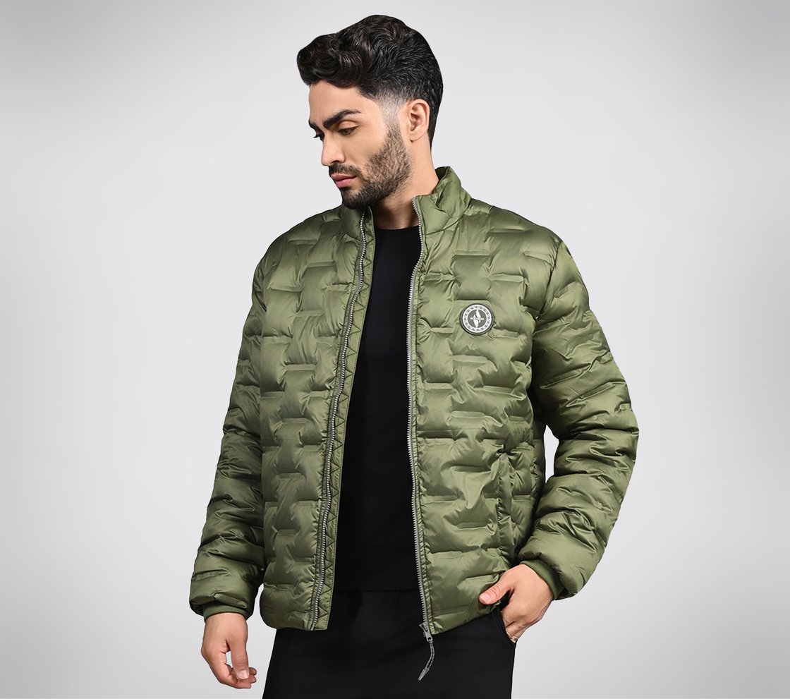 PUFFER FZ JACKET WITH ZIPPER, OOLIVE Apparel Right View