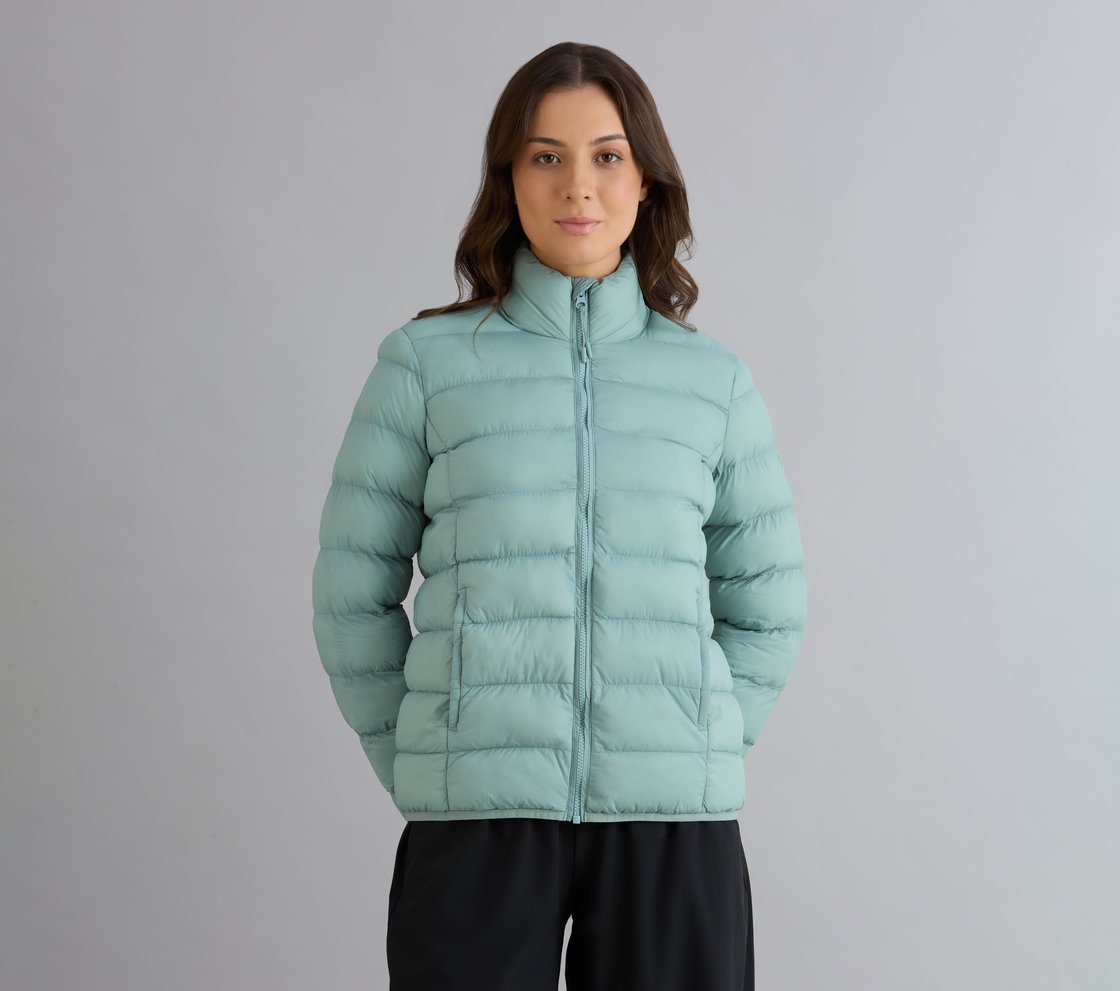 PUFFER FZ JACKET, OFF WHITE/NAVY