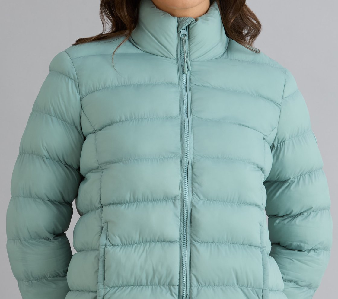 PUFFER FZ JACKET, OFF WHITE/NAVY Apparel Right View