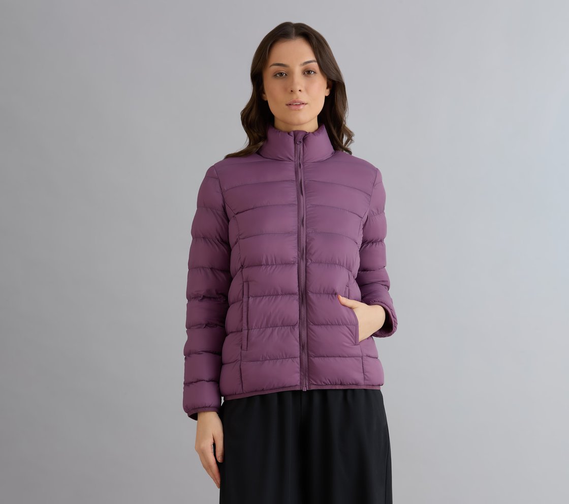 PUFFER FZ JACKET, WHITE/PINK/PERIWINKLE