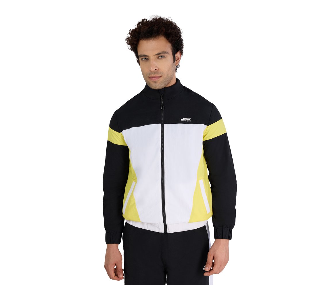 SKECHERS CUT & SEW JACKET, WHITE/LIME Apparel Lateral View