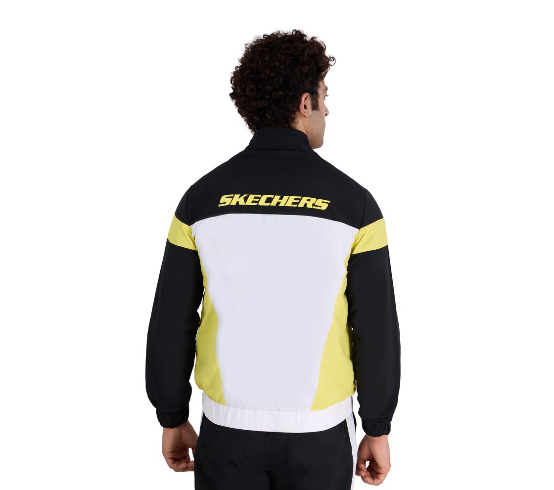 SKECHERS CUT & SEW JACKET, WHITE/LIME Apparel Left View