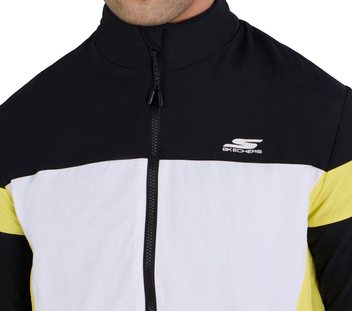 SKECHERS CUT & SEW JACKET, WHITE/LIME Apparel Right View
