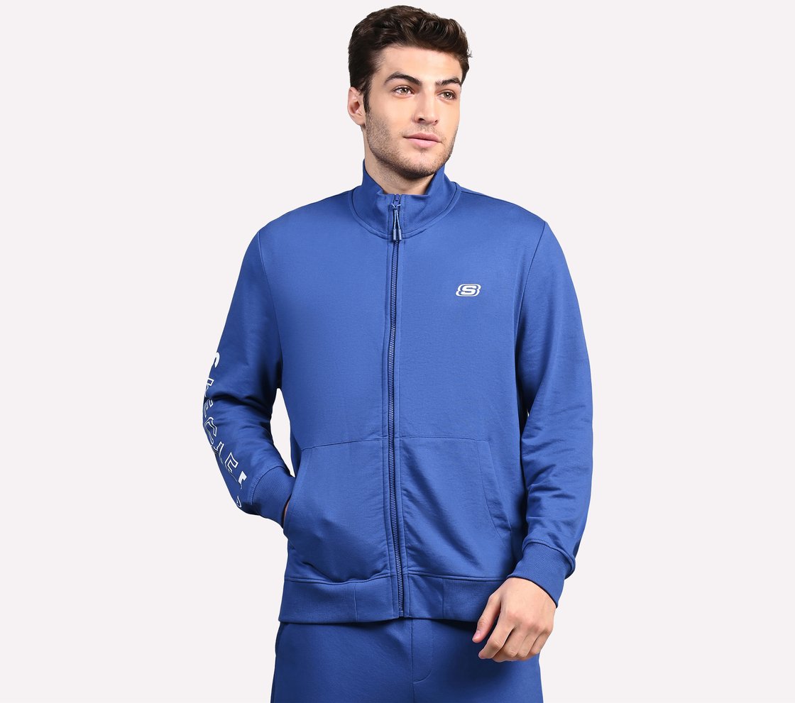 SKECHERS LIFESTYLE JACKET, ROYAL/BLUE Apparel Lateral View